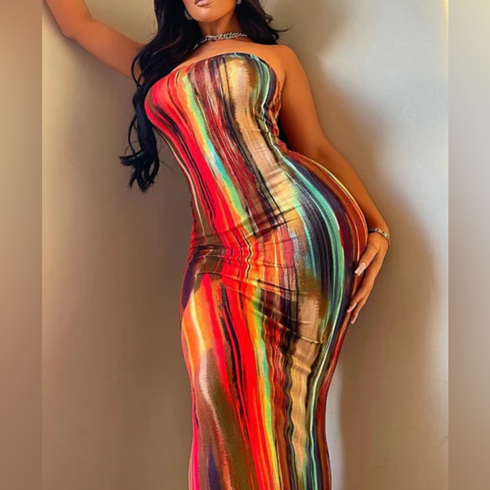 Colorful Striped Maxi Dress